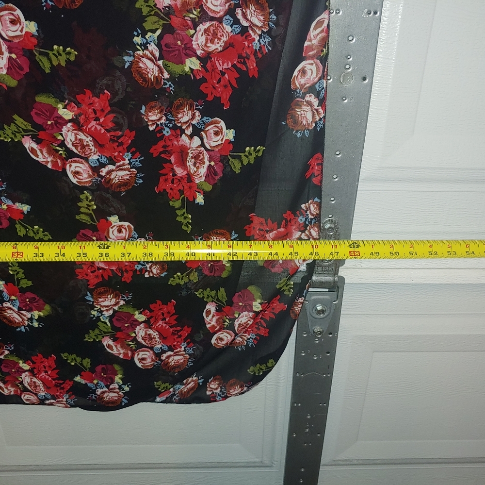 Plus size swimsuit coverup 3XL black with red and pink flowers